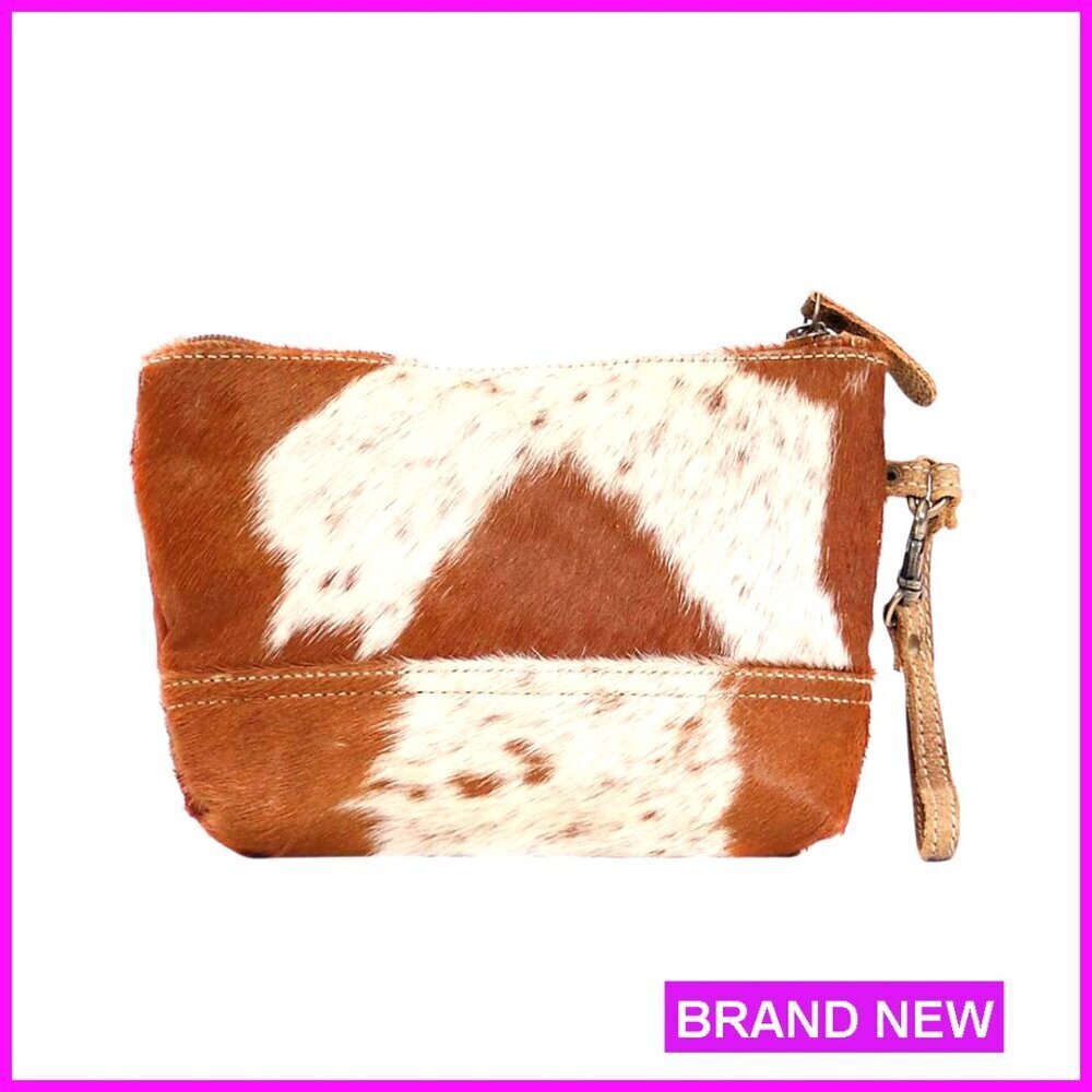 Western Cowhide Pattern Shoulder Bag Genuine Leather Straps Boho Chic